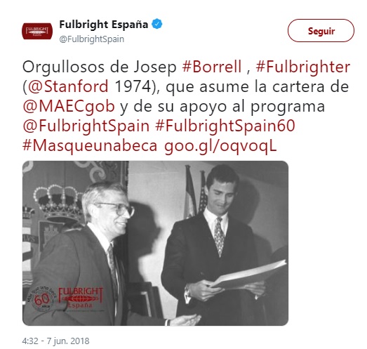 Borrell, Solana o Maragall, entre los 'fulbrighters' españoles más conocidos 1 Moncloa Fullbright-Borrell