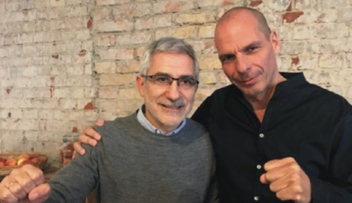 Gaspar Llamazares, excoordinador de IU y Yanis Varoufakis, exministro de Finanzas griego Gaspar Llamazares, excoordinador de IU y Yanis Varoufakis, exministro de Finanzas griego