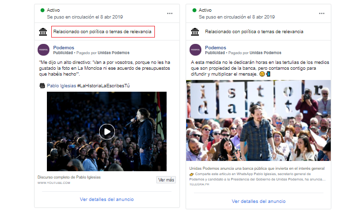 Ciudadanos publica hasta veinte anuncios al día en Facebook y Vox ninguno 2 Moncloa Ciudadanos