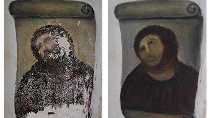 Cómo revertir las restauraciones infames, del san Jorge de Estella al Ecce Homo de Borja 2 Moncloa eccehomo Moncloa