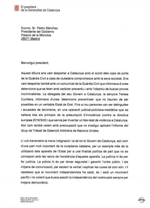 Carta Torra Moncloa