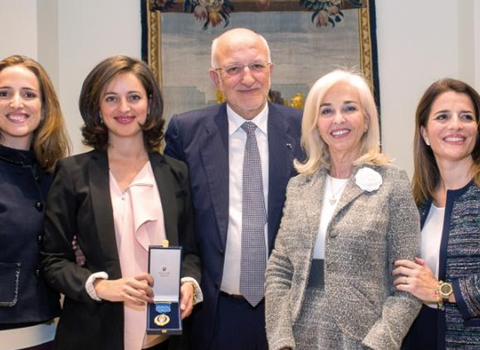 Juan Roig y su mujer Hortensia Herrero con sus hijas, dos de ellas trabajadoras de Mercadona