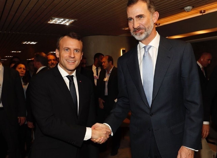 Felipe VI junto a Emmanuel Macron