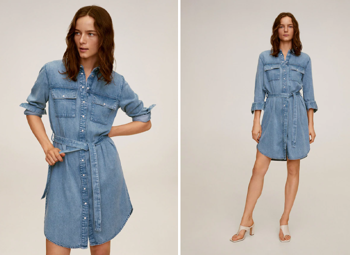 VESTIDO DENIM CINTURÓN DE MANGO