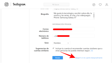 Desactivar Instagram o dar de baja una cuenta