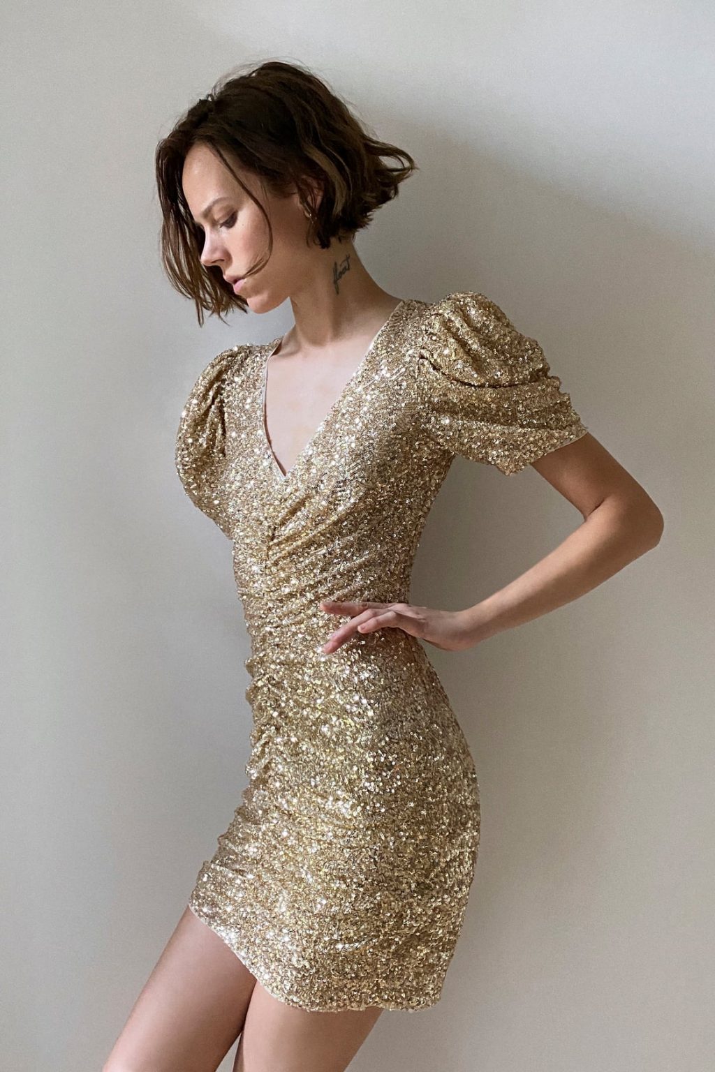 vestido drapeado