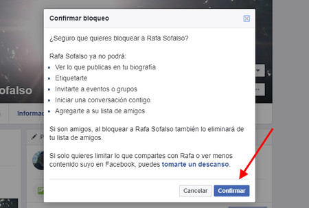 Bloquear en Facebook