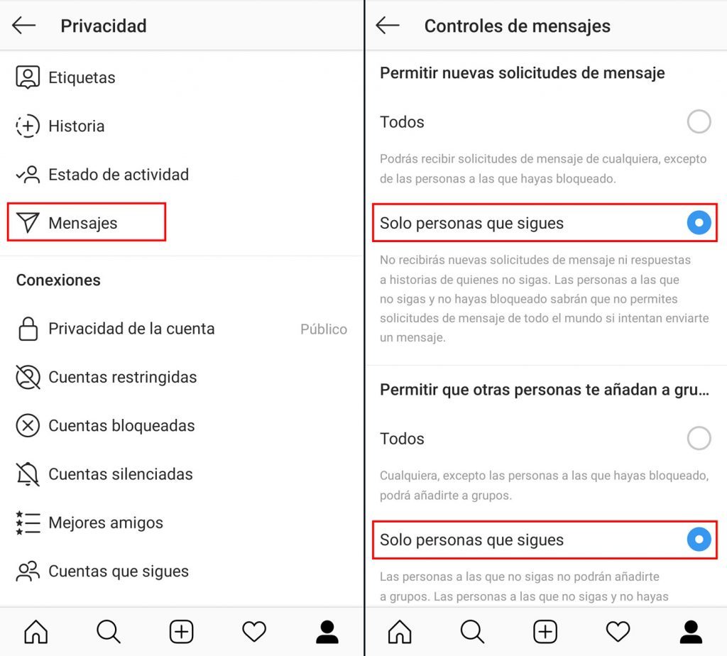 Enviarte mensajes directos en Instagram