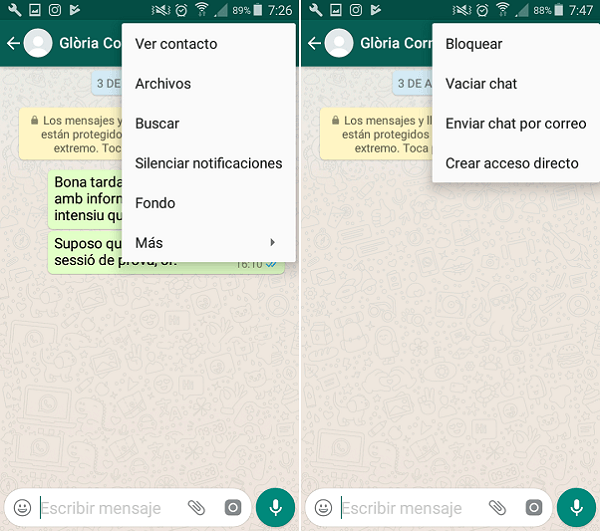 Limpieza de chat de WhatsApp