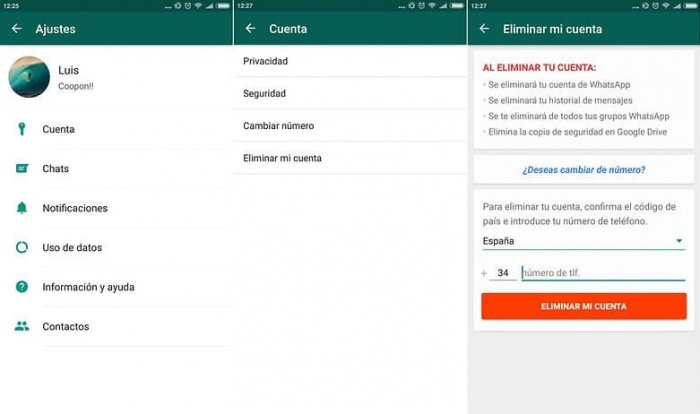 Para eliminar tu cuenta de WhatsApp