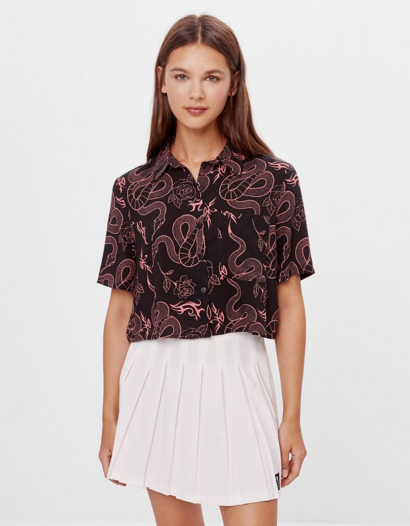 Camisa cropped print