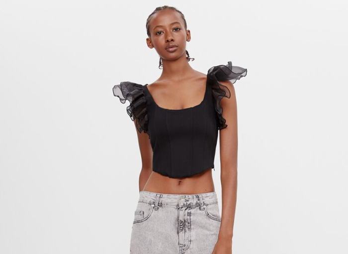 TOP VOLANTES ORGANZA BERSHKA