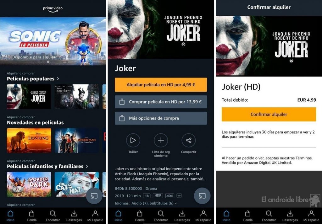 Alquilar o comprar en Amazon Prime Video