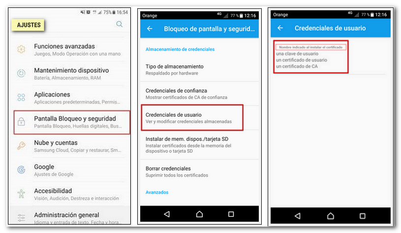 Instalar el certificado en Android