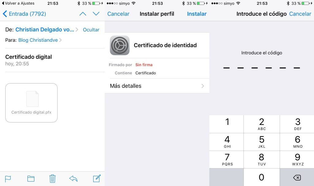 Instalar el certificado en iPhone