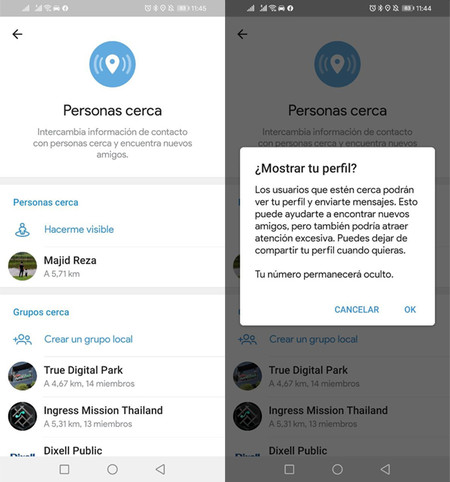 Personas cercanas con Telegram