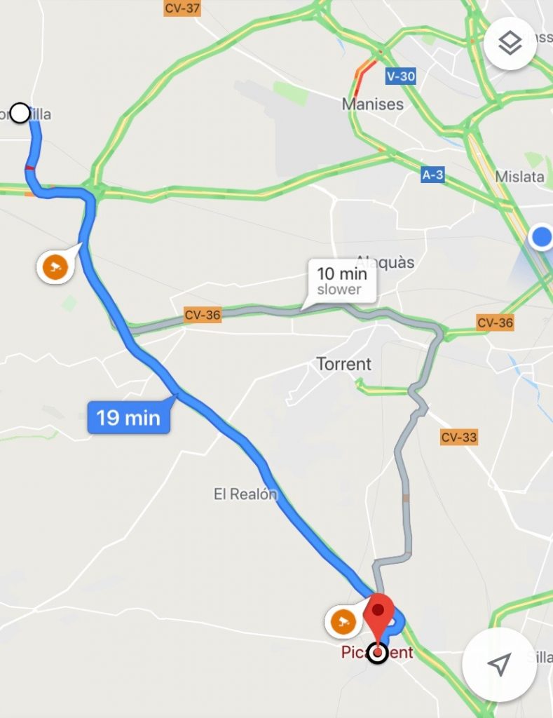 Configurar el trayecto en Google Maps 