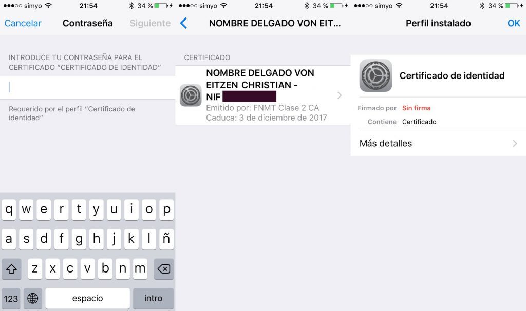 Ejecutar el certificado en iPhone