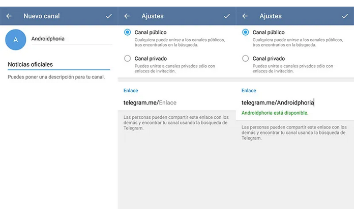 Diferencia entre canal público y privado en Telegram