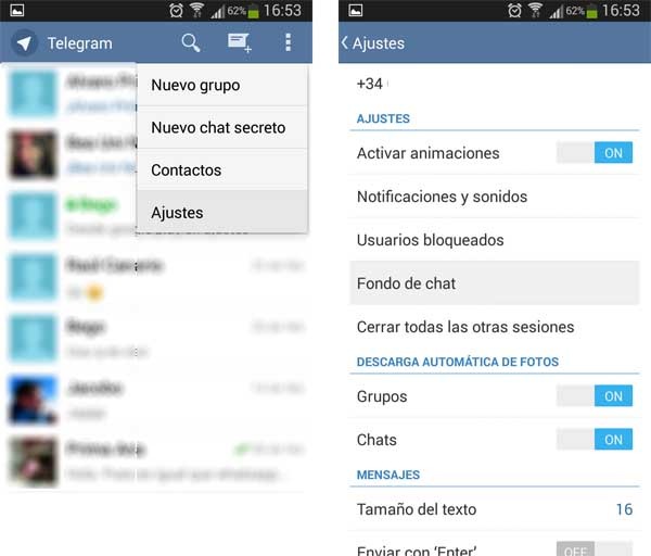 Personalizaciones de Telegram