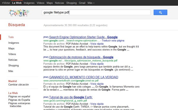 Buscar documentos en Google