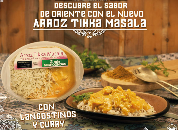 ARROZ TIKKA MASALA CON CURRY Y LANGOSTINOS DE MERCADONA