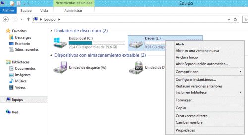 Buscar versiones anteriores en Windows