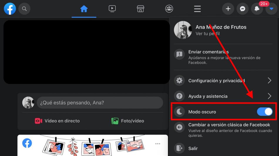 El Modo Oscuro de Facebook en el PC