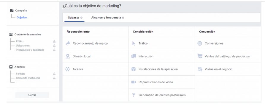 Diseña la campaña en Facebook Ads