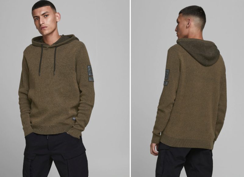 SUDADERA DE HOMBRE MARRÓN CON CAPUCHA JACK & JONES, REBAJADA EN EL CORTE INGLÉS