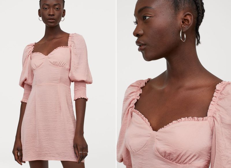 VESTIDO DE SATÉN CON FRUNCIDOS DE H&M