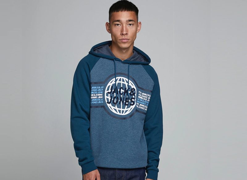 SUDADERA DE HOMBRE AZUL CON CAPUCHA JACK & JONES