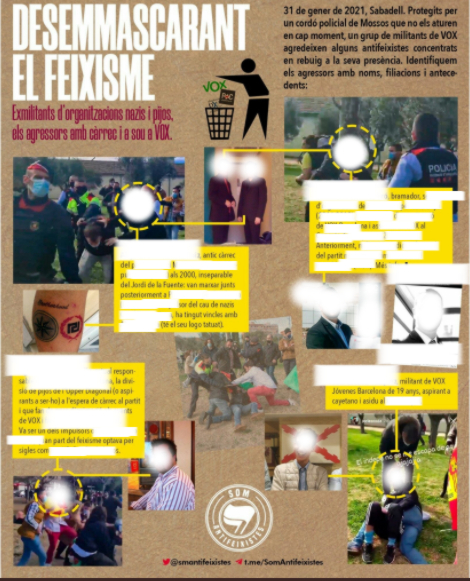 Los Mossos reciben órdenes verbales de "no cargar" en los mítines de Vox 2 Moncloa cartel identificaciones 2 Moncloa