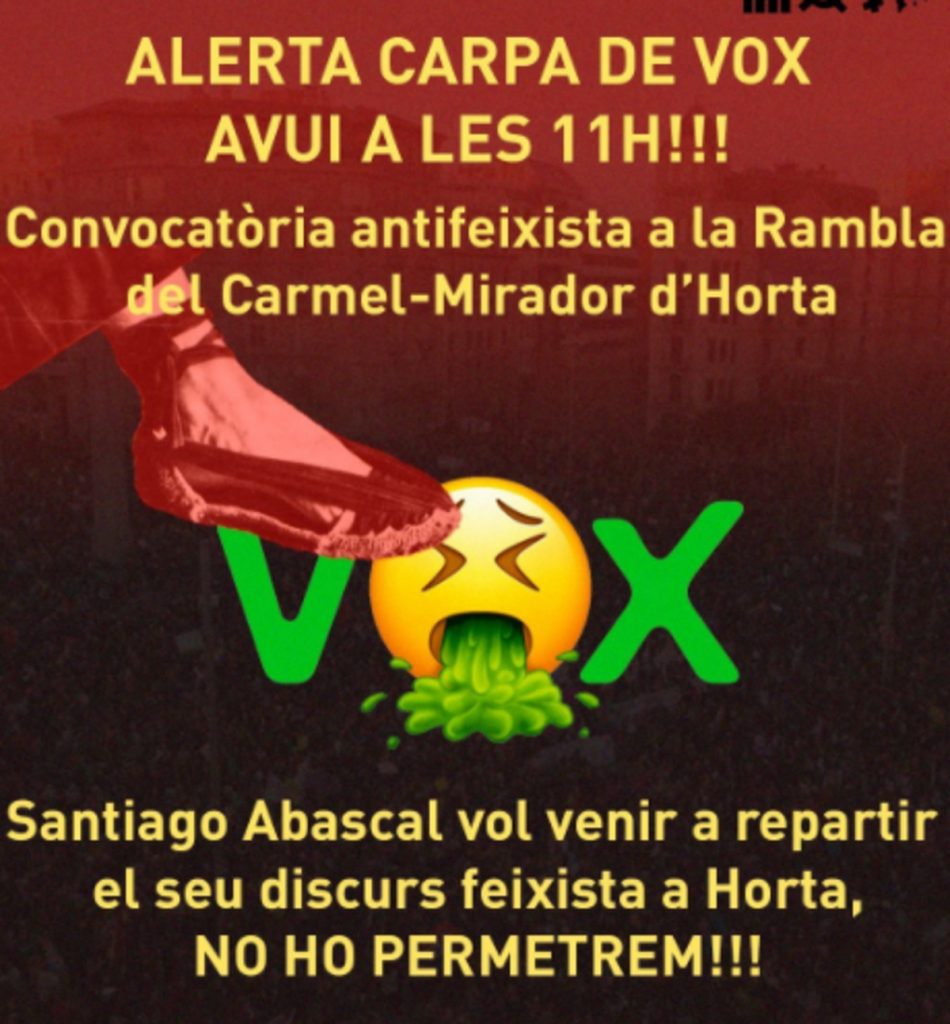 Los Mossos reciben órdenes verbales de "no cargar" en los mítines de Vox 1 Moncloa cartel vox Moncloa