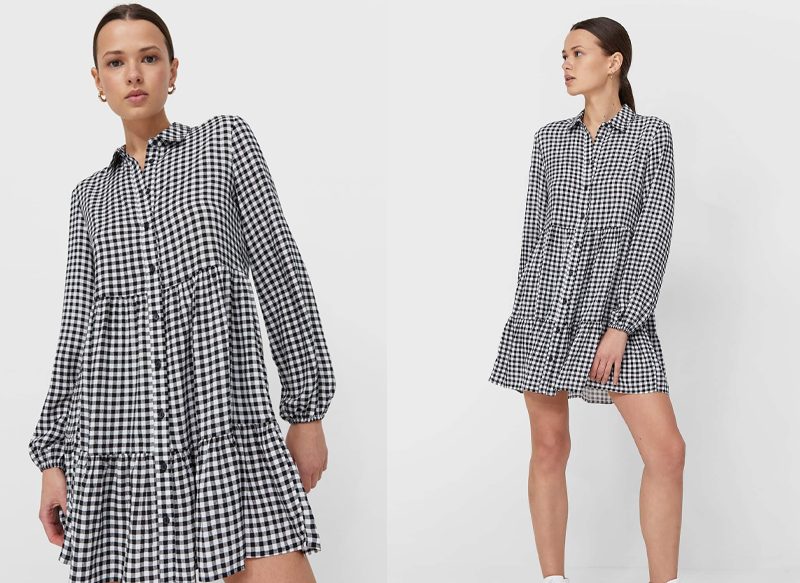 VESTIDO CORTO CUADROS DE STRADIVARIUS