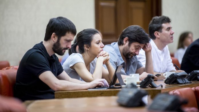 Juanma del Olmo, Irene Montero, Rafael Mayoral, dirigentes de Podemos. Europa Press