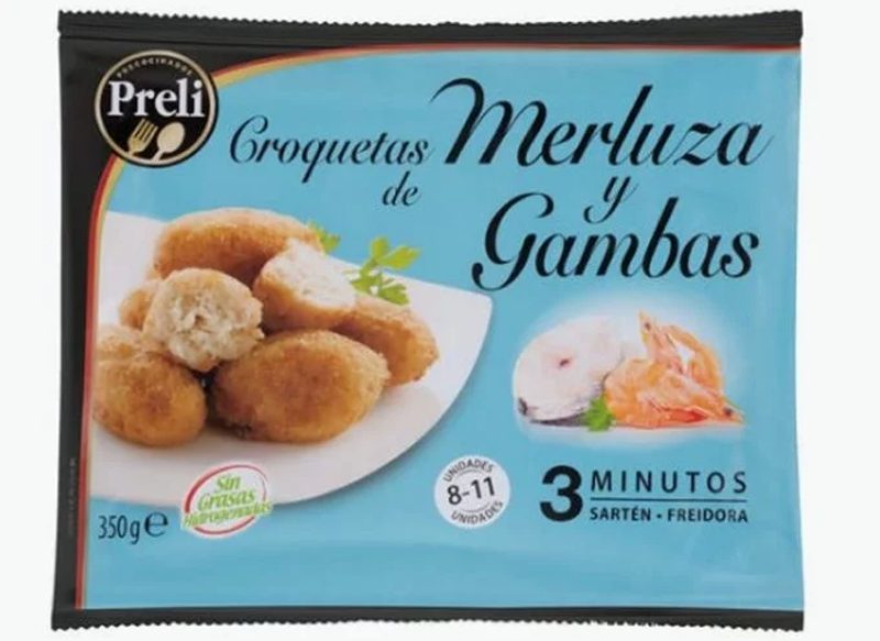 CROQUETAS DE MERLUZA Y GAMBAS PRELI, DISPONIBLES EN MERCADONA