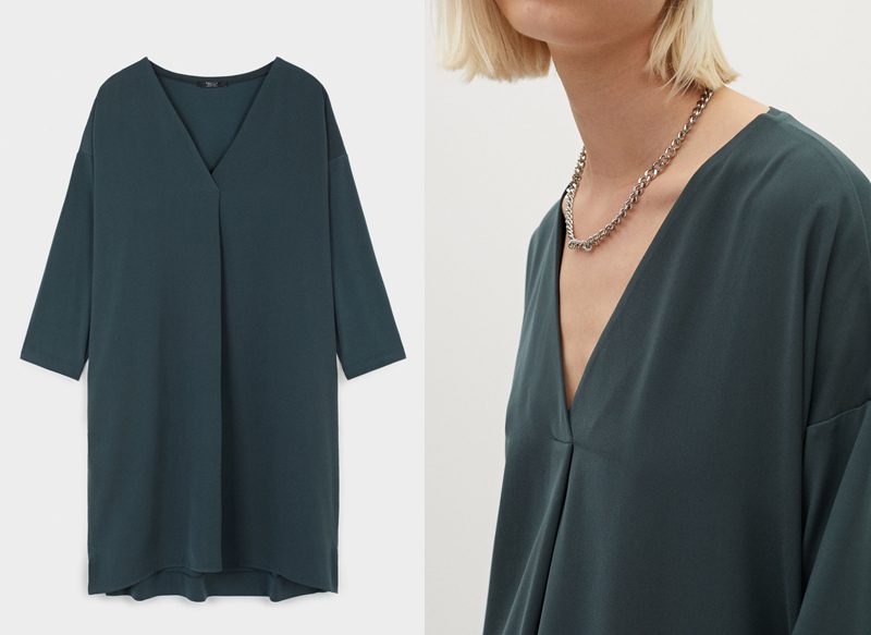 VESTIDO LISO CON CUELLO DE PICO DE PARFOIS