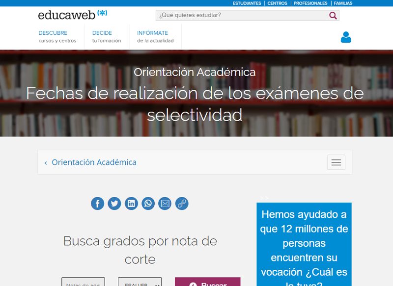 EDUCAWEB, CONOCE LAS FECHAS Y NOTAS DE CORTE DE LA EBAU