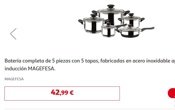 Batería completa de 5 piezas con 5 tapas- Alcampo