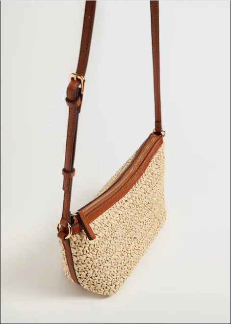 Bolso trenzado rafia Mango