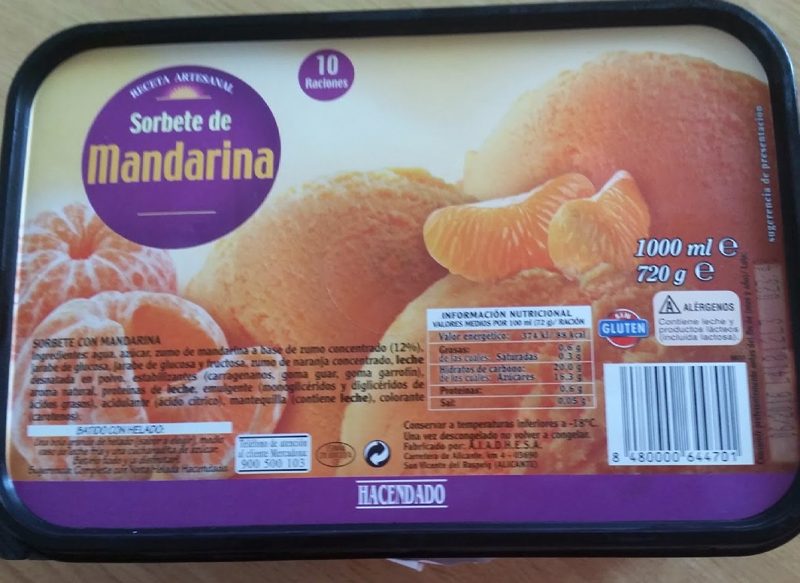 MERCADONA RETIRA EL SORBETE DE MANDARINA DE SUS TIENDAS