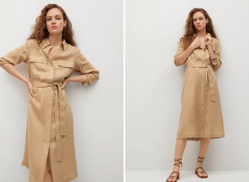 VESTIDO CAMISERO LINO DE MANGO