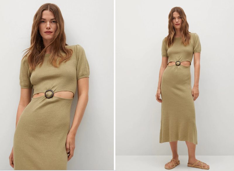VESTIDO LINO ABERTURA DE MANGO