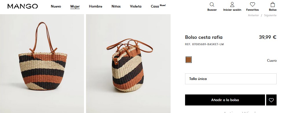 Bolso cesta rafia- Mango