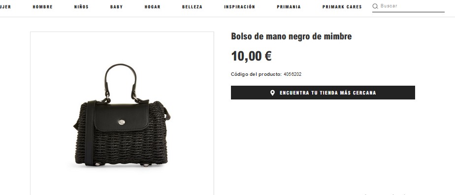 Bolso de mano negro de mimbre