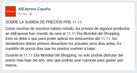 La subida de precio de Aliexpress