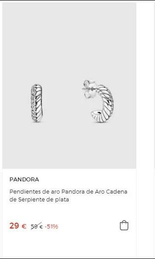 Pendiente de aro Pandora de Aro Cadena de Serpiente de plata