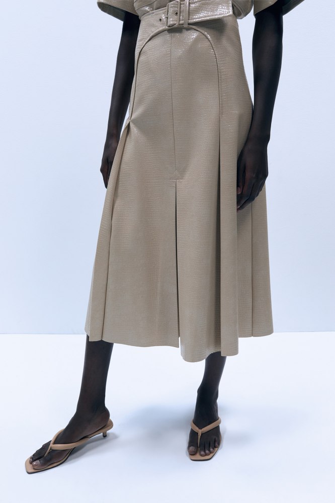 falda midi piel sfera