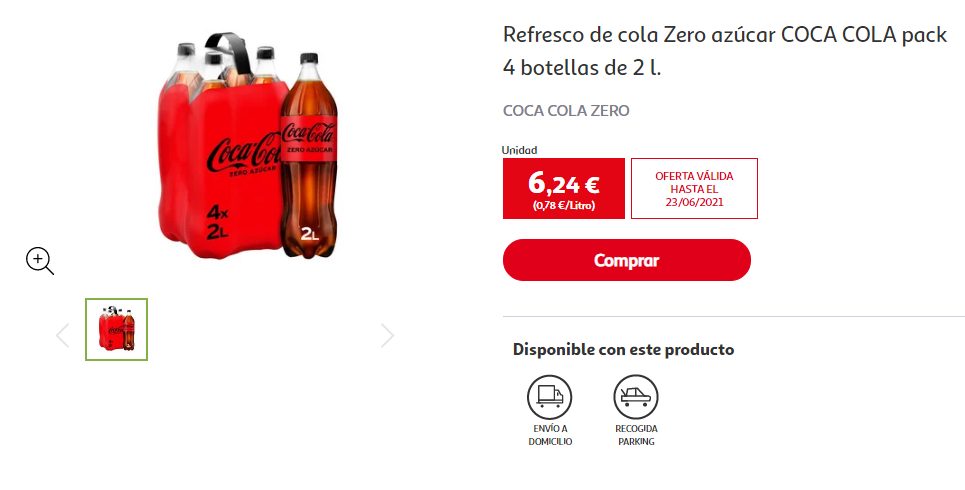 Refresco de cola Zero azúcar Alcampo